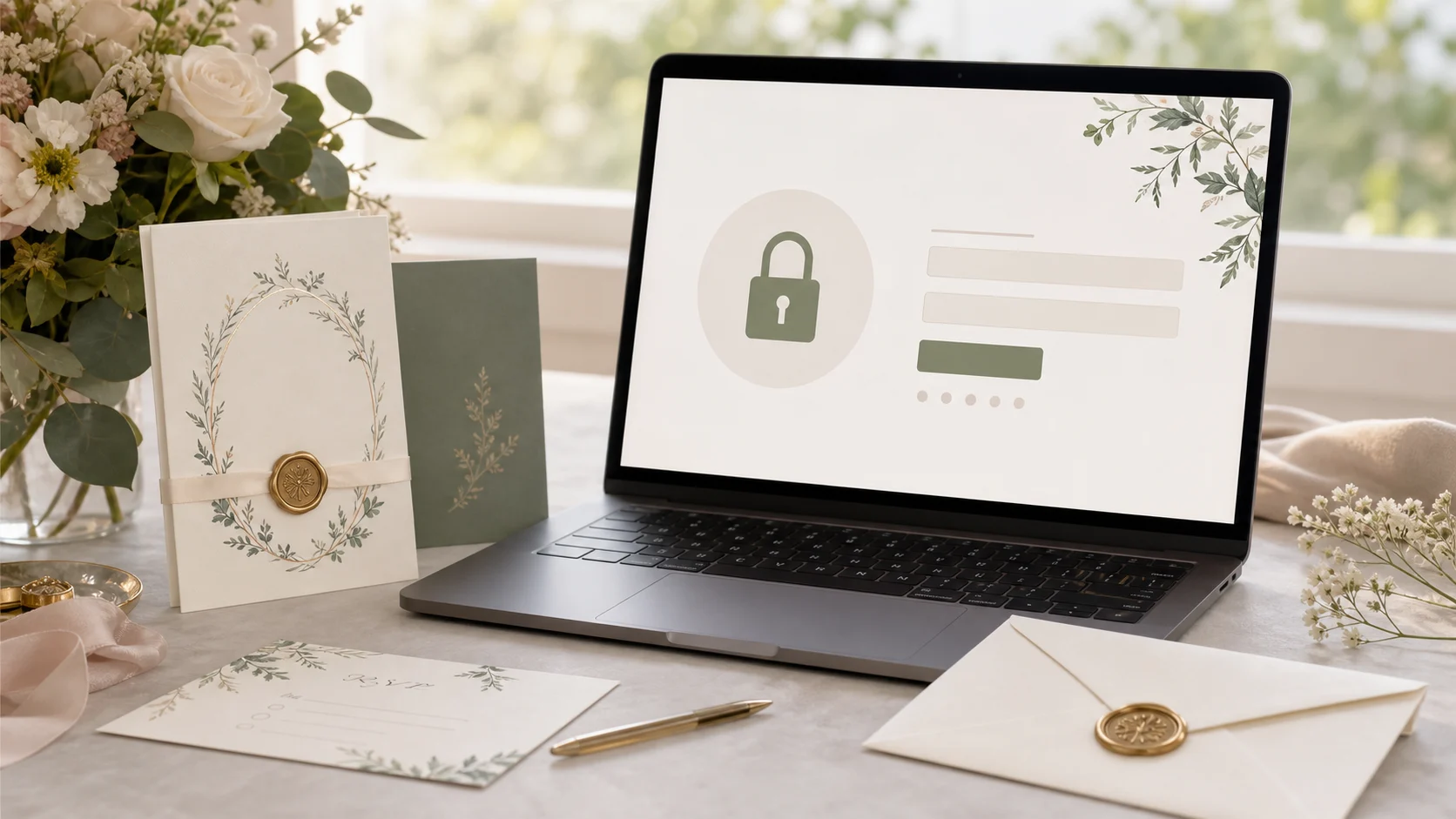 Sitio web de boda con contraseña o código de invitación